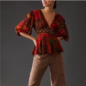 Farm rio sheer blouse medium nwt